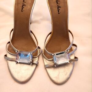 Michael Antonio Silver Heels with Metallic Embellishmentssilver